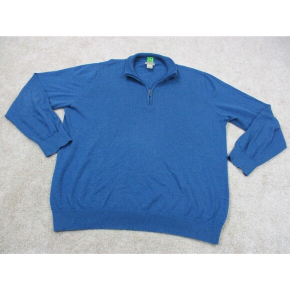 LL Bean Sweater Mens Extra Large XL Blue Pullover 1/4 Zip Sweatshirt Casual - Picture 2 of 11